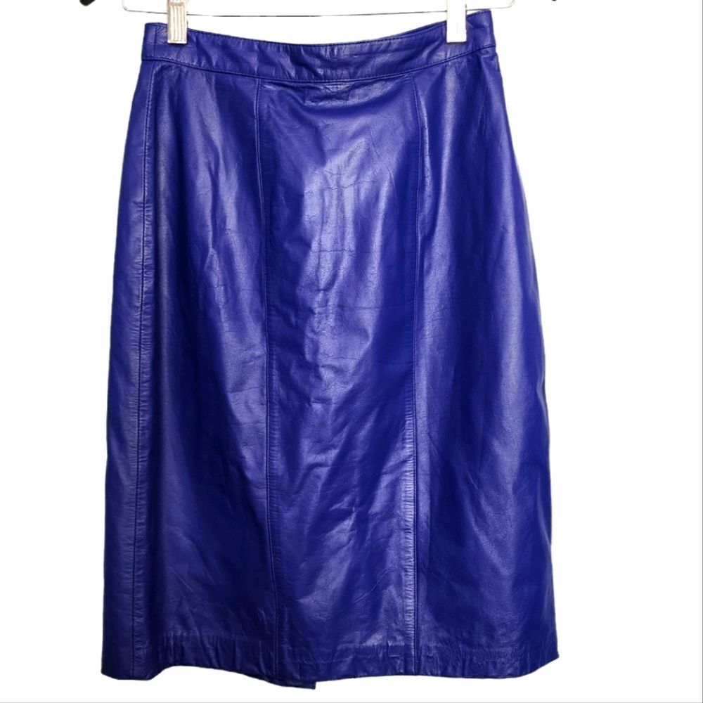 Vintage Soft Leather Knee Length Pencil Skirt High Waist Evan Davies 6